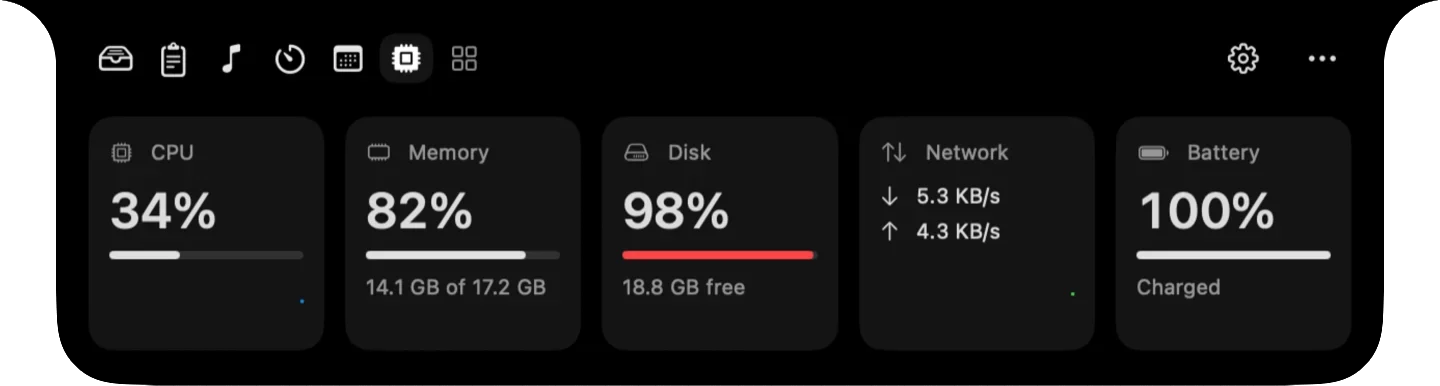 System stats in the notch